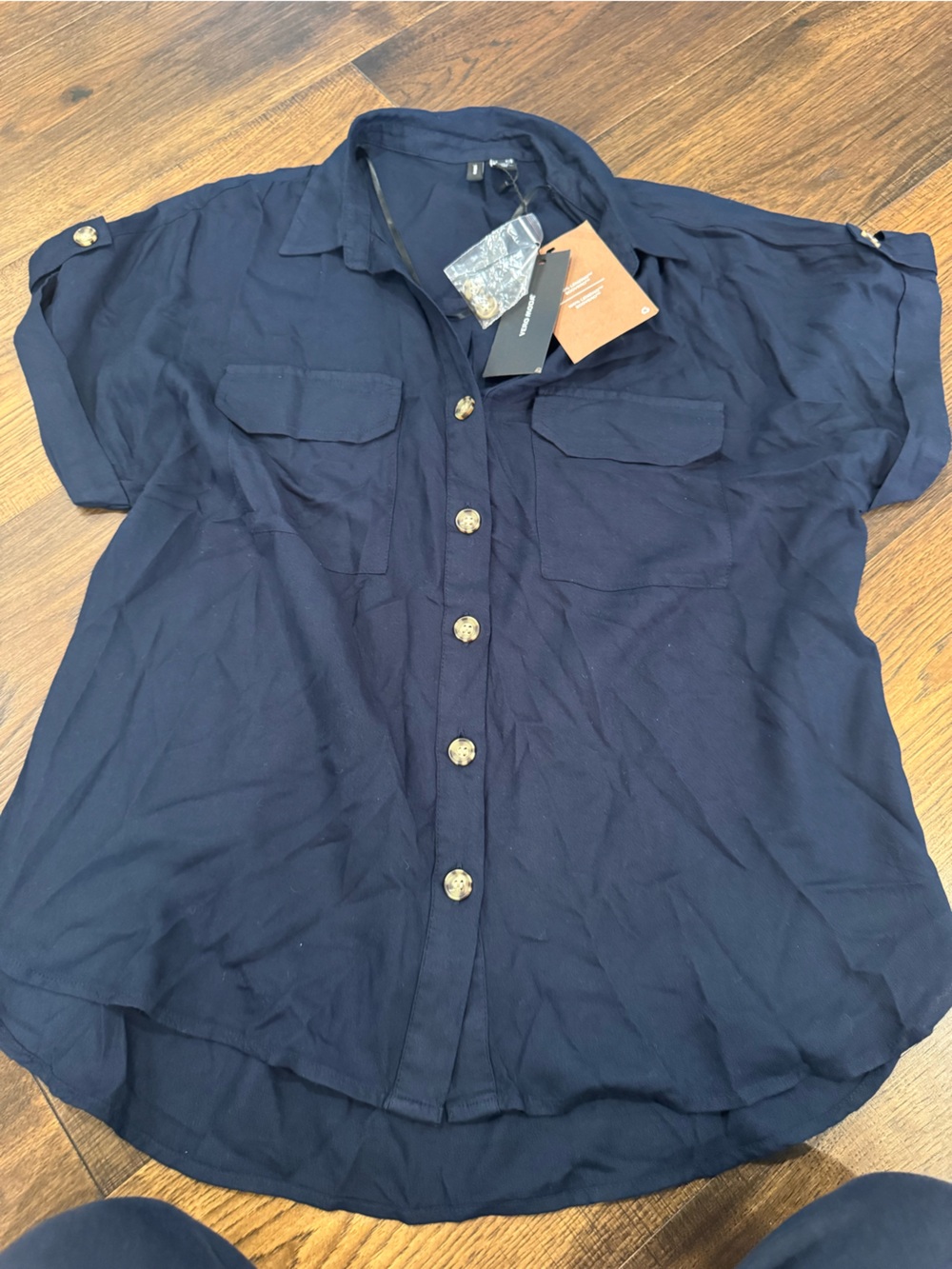 Vero Moda Navy Button Detail Blouse